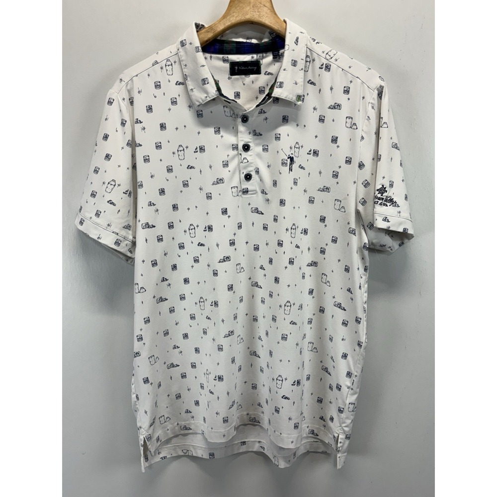 William Murray Performance Golf Polo Shirt Mens Large White AOP Brasstown Valley